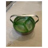 Small Depression round divided dish in silver