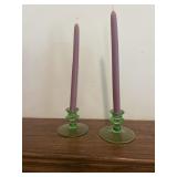 Depression. 3 inch tall, candlesticks with