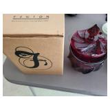 #6780 Fenton Red covered Candy dish w/box.