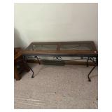 Double glass top iron base sofa table -49' wide x