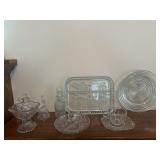 Several pieces of press, glass, Cruz bell cover