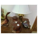 Lamp, coasters, wood container, Duck, Mexican