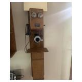 Early hand crank oak wall telephone 'the modern
