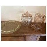 Depression cracker jar pitcher Creemer platter