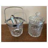 Covered crystal jar and ice bucket with tongue