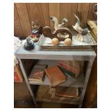 Metal table with duck decorations, mirror, old