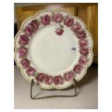 3 decorative plates w/metal displays:  Haviland