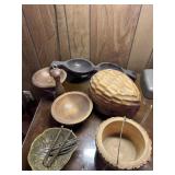 Big wooden nut and other items