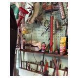 Wall full tools: Allen wrenches, crow bar, air