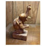 Wood elephant book end