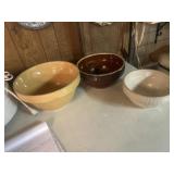 3 Crock mixing bowls