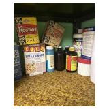 Lots of cleaners, insect spray, protective