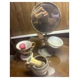 Shaving mirror bowl brushes, cups
