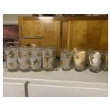 Leaf Pattern Glassware - 8 in holder and 7 others
