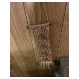 Macrame wall mount, cast iron Santa doorstop,