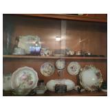 2 large shelves full collectible glassware-