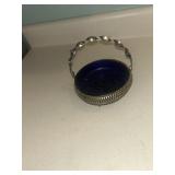 5' tall blue jelly dish with metal insert