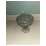 Press glass covered candy dish