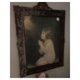 Picture little girl praying metal frame is 15x20
