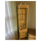Display cabinet with glass shelves and two drawers