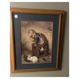 Picture -  little girl with stool and bunny -