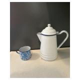 Granite coffee pot and cup