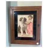 Picture little girl with old big dog