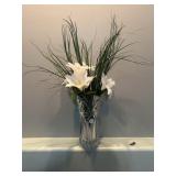 12' tall Crystal vase with decorative flowers