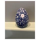 6' tall blue and white decorative egg