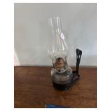 Oil lamp with metal holder