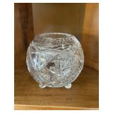 Round geometric cut glass bowl