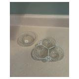 Hobnail bowl and hobnail triple divided dish