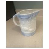 7' tall Blue & White Pottery Pitcher with Peacock