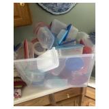 Large plastic container full plastic storage