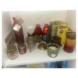 Cleaning supplies and candles