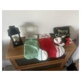 Three boxes of Christmas decorations