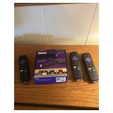 3 Roku sticks and 3 remotes