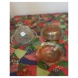 Carnival and press, glass butter dishes, also