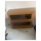 Modern two section stack on bookcase