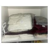 Towels, linens, and ironing board