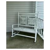 White wooden Cracker Barrel loveseat, rocker