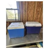 Two plastic coolers