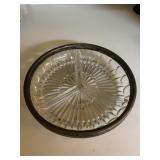 Cut glass Divided nut or candy dish