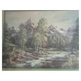 Lee K Parkinson Mountain and cabin scene in 25x31