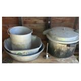 Pressure canner, aluminum pots, canning therm.