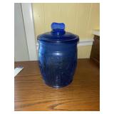 Cobalt Blue Planterï¿½s Peanut store jar with lid-