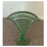 Depression glass fan vase
