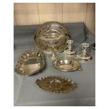 Rogers sterling weighted candy dish, candle