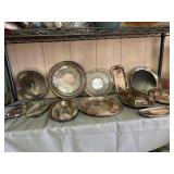 Several silver plated trays