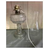 Electrified oil lamp with chimney